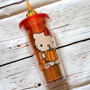 🆕️ SANRIO HELLO KITTY FALL TUMBLER WITH PUMPKIN STRAW 🧡